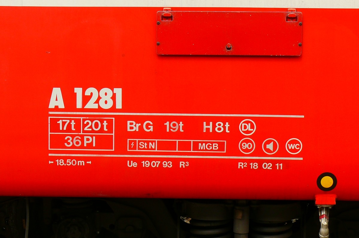 RhB - A 1281 am 19.07.2013 in St.Moritz - 1.Klasse Personenwagen - Einheitspersonenwagen Typ IV - Anschriftenfeld
