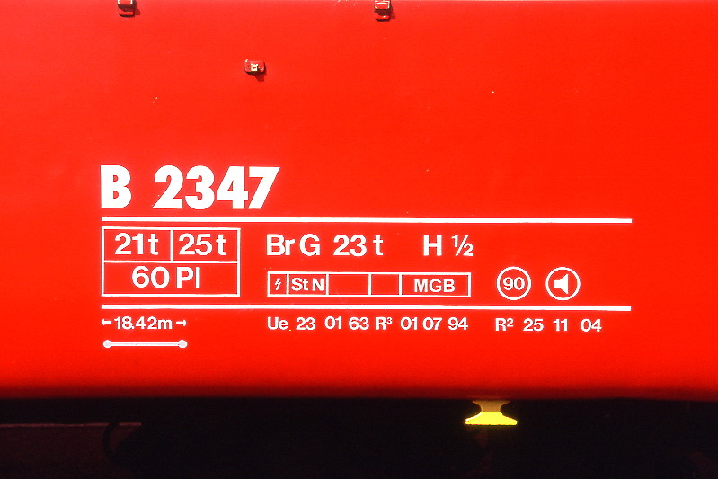 RhB - B 2347 am 22.08.2008 in Zernez - 2.Klasse Einheitspersonenwagen (Typ 1) - Anschriftenfeld
