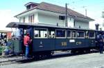 BC Museumsbahn - ex SEG C4 171 am 31.05.1993 in Chamby - 3.Klasse Personenwagen 4-achsig mit 2 offenen Plattformen - Baujahr 1891 - Herbrand/K�ln - Gewicht 10,00t - Sitzpl�tze 46 - L�P 11,30 -