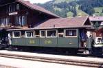 BC Museumsbahn - ex SEG C4 171 am 13.07.1993 in Rougemont - 3.Klasse Personenwagen 4-achsig mit 2 offenen Plattformen - Baujahr 1891 - Herbrand/K�ln - Gewicht 10,00t - Sitzpl�tze 46 - L�P 11,30 -