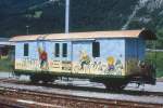 RhB - D� 4029 - Velowagen am 07.06.1992 in Felsberg - Baujahr 1911 - SWS - Fahrzeuggewicht 9,00t - Zuladung 10,00t - L�P 10,69m - zul�ssige Geschwindigkeit 65 km/h.