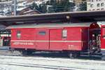DZ� 4037 II - Gep�ckwagen mit Postabteil am 26.02.2000 in St.Moritz - Baujahr 1911 - SWS - Fahrzeuggewicht 9,00t - Zuladung 10,00t - L�P 10,69m - zul�ssige Geschwindigkeit 70 km/h.-  �2=24.06.1992 -