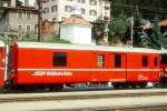 D 4206 - Gep�ckwagen am 31.08.1995 in Disentis - Baujahr 1949 - SWS - Fahrzeuggewicht 14,00t - Zuladung 8,00t - L�P 12,94m - zul�ssige Geschwindigkeit 90 km/h.-  �3=12.08.1989 �2=10.02.95 - RhB-Logo