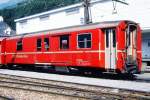 RhB - D 4225 - Gep�ckwagen am 02.09.1992 in Disentis - �bernahme 15.04.1980 - SWS/SWP - Fahrzeuggewicht 14,00t - Zuladung 8,00t - L�P 13,74m - zul�ssige Geschwindigkeit 90 km/h.- �2=16.09.1992 -