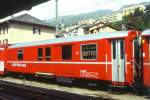 RhB - D 4225 - Gep�ckwagen am 28.6.1995 in Landquart - �bernahme 15.04.1980 - SWS/SWP - Fahrzeuggewicht 14,00t - Zuladung 8,00t - L�P 13,74m - zul�ssige Geschwindigkeit 90 km/h.- �2=16.09.1992 -