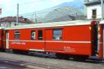 RhB -DZ 4232 - Gep�ckwagen mit Postabteil am 19.08.1995 in Chur - �bernahme 14.03.1969 - SWS/SWP - Fahrzeuggewicht 9,00t - Zuladung 8,00t - L�P 11,92m - zul�ssige Geschwindigkeit 80 km/h.-