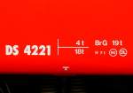 DS 4221 - Gep�ckwagen am 19.07.2013 in St.Moritz - �bernahme 14.03.1980 - SWS/SWP - Anschriftenfeld  