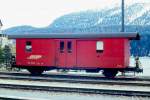RhB - DZ� 4036 - Gep�ckwagen mit Postabteil am 09.05.1994 in St.Moritz - Baujahr 1911 - SWS - Fahrzeuggewicht 9,00t - Zuladung 10,00t - L�P 10,69m - zul�ssige Geschwindigkeit 65 km/h.- �=12.08.1983 - �1=28.05.1986 - RhB-Logo - Lebenslauf: ex F 4036 - 1964 DZ� 4036 - 1974 D2 4036 - 04/1984 DZ� 4036 - 07/2004 Abbruch

