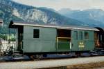 RhB - D� 4052 I - Gep�ckwagen am 25.08.1995 in Untervaz - Baujahr 1897 - SIG/RhB - Fahrzeuggewicht 8,00t - Zuladung 10,00t - L�P 9,54m - zul�ssige Geschwindigkeit 60 km/h.-  �2=20.05.1989 -