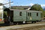 RhB -D� 4052 II - Gep�ckwagen am 31.08.2007 in Samedan - Baujahr 1913 - SIG - Fahrzeuggewicht 8,00t - Zuladung 10,00t - L�P 10,69m - zul�ssige Geschwindigkeit 60 km/h.- Lebenslauf: ex F 4043 - 1964 D� 4043 - 1986 Xk 9028 IV -1999 historisches Fahrzeug - 19.02.1999 D� 4052 II - Hinweis: gesicherte Plattformen
