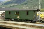 RhB -D� 4052 II - Gep�ckwagen am 31.08.2007 in Samedan - Baujahr 1913 - SIG - Fahrzeuggewicht 8,00t - Zuladung 10,00t - L�P 10,69m - zul�ssige Geschwindigkeit 60 km/h.- Lebenslauf: ex F 4043 - 1964 D� 4043 - 1986 Xk 9028 IV -1999 historisches Fahrzeug - 19.02.1999 D� 4052 II - Hinweis: gesicherte Plattformen
