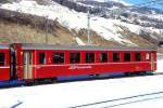 RhB - B 2426 am 01.02.1998 in Scuol - 2.Klasse Einheitspersonenwagen (Typ II) - �bernahme 26.07.1979 - FFA/SWP/RhB - Fahrzeuggewicht 15,00t - Sitzpl�tze 52/Stehpl�tze 24 - L�P 18,50m - zul�ssige
