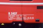 RhB - B 2427 am 25.08.2008 in St.Moritz - 2.Klasse Einheitspersonenwagen (Typ II) - Anschriftenfeld  