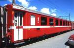 RhB - B 2428 am 27.08.2008 in Scuol - 2.Klasse Einheitspersonenwagen (Typ II) - �bernahme 05.09.1979 - FFA/SWP/RhB - Fahrzeuggewicht 16,00t - Sitzpl�tze 52/Stehpl�tze 0 - L�P 18,50m - zul�ssige
