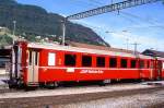 RhB - B 2429 am 07.06.1997 in Landquart - 2.Klasse Einheitspersonenwagen (Typ II) - �bernahme 13.09.1979 - FFA/SWP - Fahrzeuggewicht 15,00t - Sitzpl�tze 52 - L�P 18,50m - zul�ssige Geschwindigkeit 90