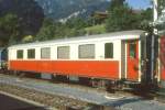 RhB - As 1161 am 15.06.1993 in Thusis - Historischer 1.Klasse Salonwagen 4-achsig - Baujahr 1929 - SIG - Fahrzeuggewicht 24,10t - Sitzpl�tze 24 - L�P 16,44m - zul�ssige Geschwindigkeit 90 km/h -