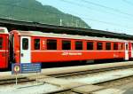 RhB - B 2383 am 18.07.2013 in Landquart - 2.Klasse Einheitspersonenwagen (Typ II) - �bernahme 28.02.1977 - FFA/SWP - Fahrzeuggewicht 15,00t - Sitzpl�tze 60 - L�P 18,50m - zul�ssige Geschwindigkeit 90