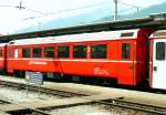 RhB - B 2494 am 18.07.2013 in Landquart - 2.Klasse verk�rzter Einheitspersonenwagen (Typ IV) f�r Bernin-Bahn, urspr�nglich mit braunen Fensterband  - �bernahme 23.11.1992 - SWA - Fahrzeuggewicht