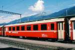 RhB - B 2439 am 07.06.1997 in Landquart - 2.Klasse Einheitspersonenwagen (Typ II) - �bernahme 24.01.1980 - FFA/SWP - Fahrzeuggewicht 15,00t - Sitzpl�tze 52 - L�P 18,50m - zul�ssige Geschwindigkeit 90