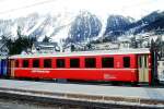 RhB - B 2439 am 15.03.2000 in Samedan - 2.Klasse Einheitspersonenwagen (Typ II) - �bernahme 24.01.1980 - FFA/SWP - Fahrzeuggewicht 15,00t - Sitzpl�tze 52 - L�P 18,50m - zul�ssige Geschwindigkeit 90