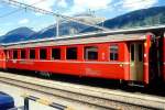 RhB - B 2442 am 31.08.1993 in Samedan - 2.Klasse Einheitspersonenwagen (Typ II) - �bernahme 26.02.1980 - FFA/SWP - Fahrzeuggewicht 15,00t - Sitzpl�tze 52 - L�P 18,50m - zul�ssige Geschwindigkeit 90