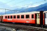 RhB - B 2444 am 22.02.1998 in Landquart - 2.Klasse Einheitspersonenwagen (Typ II) - �bernahme 18.03.1980 - FFA/SWP - Fahrzeuggewicht 15,00t - Sitzpl�tze 52 - L�P 18,50m - zul�ssige Geschwindigkeit 90