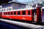 RhB - B 2448 am 31.08.1993 in St.Moritz - 2.Klasse Einheitspersonenwagen (Typ II) - �bernahme 15.10.1980 - FFA/SWP - Fahrzeuggewicht 15,00t - Sitzpl�tze 52 - L�P 18,50m - zul�ssige Geschwindigkeit 90