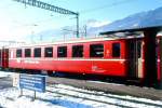 RhB - B 2449 am 30.01.1998 in Landquart - 2.Klasse Einheitspersonenwagen (Typ II) - �bernahme 14.11.1980 - FFA/SWP - Fahrzeuggewicht 15,00t - Sitzpl�tze 52 - L�P 18,50m - zul�ssige Geschwindigkeit 90