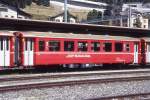 RhB - B 2455 am 25.08.2008 in St.Moritz - 2.Klasse verk�rzter Einheitspersonenwagen (Typ II) f�r Berninabahn  - �bernahme 11.06.1972 - FFA/SWP - Fahrzeuggewicht 14,00t - Sitzpl�tze 50 - L�P 14,90m -