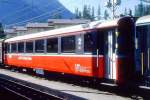 RhB - B 2461 am 01.09.1993 in Pontresina - 2.Klasse verk�rzter Einheitspersonenwagen (Typ III) f�r Bernin-Express mit braunen Fensterband  - �bernahme 02.05.1983 - FFA/SWP - Fahrzeuggewicht 16,00t -