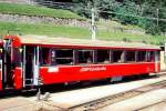 RhB - B 2462 am 01.08.1995 in Poschiavo - 2.Klasse verk�rzter Einheitspersonenwagen (Typ III) f�r Bernin-Express mit braunen Fensterband  - �bernahme: 02.06.1983 - FFA/SWP - Fahrzeuggewicht 16,00t -