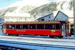 RhB - B 2462 am 07.02.1997 in Samedan - 2.Klasse verk�rzter Einheitspersonenwagen (Typ III) f�r Bernin-Express mit braunen Fensterband  - �bernahme: 02.06.1983 - FFA/SWP - Fahrzeuggewicht 16,00t -