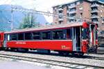 RhB - B 2466 am 30.05.1993 in Tirano - 2.Klasse verk�rzter Einheitspersonenwagen (Typ III) f�r Bernin-Express mit braunen Fensterband  - �bernahme: 15.07.1983 - FFA/SWP - Fahrzeuggewicht 16,00t -
