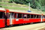 RhB - B 2467 am 01.09.1995 in Poschiavo - 2.Klasse verk�rzter Einheitspersonenwagen (Typ III) f�r Bernin-Express mit braunen Fensterband  - �bernahme: 29.07.1983 - FFA/SWP - Fahrzeuggewicht 16,00t -