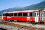 RhB - B 2467 am 07.06.1997 in Landquart - 2.Klasse verk�rzter Einheitspersonenwagen (Typ III) f�r Bernin-Express mit braunen Fensterband  - �bernahme: 29.07.1983 - FFA/SWP - Fahrzeuggewicht 16,00t -