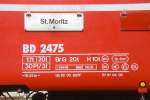 RhB - BD 2475 am 23.08.2007 in Morteratsch - 2.Klasse verk�rzter Einheitspersonenwagen mit Gep�ckabteil (Typ IV) - Anschriftenfeld  