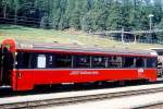 RhB - B 2491 am 07.09.1995 in Pontresina - 2.Klasse verk�rzter Einheitspersonenwagen (Typ IV) f�r Bernin-Express mit braunen Fensterband  - �bernahme 29.09.1992 - SWA - Fahrzeuggewicht 17,00t -