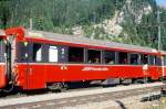RhB - B 2492 am 06.09.1994 in Preda - 2.Klasse verk�rzter Einheitspersonenwagen (Typ IV) f�r Bernin-Express mit braunen Fensterband  - �bernahme 28.10.1992 - SWA - Fahrzeuggewicht 17,00t - Sitzpl�tze