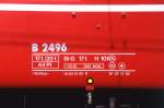 RhB - B 2496 am 25.08.2008 in St.Moritz - 2.Klasse verk�rzter Einheitspersonenwagen (Typ IV) Anschriftenfeld  