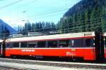 RhB - B 2497 am 11.09.1994 in Pontresina - 2.Klasse verk�rzter Einheitspersonenwagen (Typ IV) f�r Bernin-Express mit braunen Fensterband  - �bernahme 04.12.1992 - SWA - Fahrzeuggewicht 17,00t -