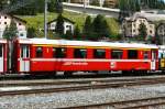 RhB - A 531.01 am 25.07.2010 in St.Moritz - 1.Klasse Personenwagen - f�r Berninabahn verk�rzter Einheitspersonenwagen Typ III - �bernahme 02.05.1983 - FFA/SWP - Fahrzeuggewicht 16,00t - Sitzpl�tze 30