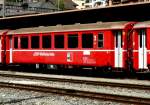 RhB - B 2452 am 25.07.2010 in St.Moritz - 2.Klasse verk�rzter Einheitspersonenwagen (Typ II) f�r Berninabahn  - Baujahr 1972 - FFA/SWP - Fahrzeuggewicht 14,00t - Sitzpl�tze 50 - L�P 14,90m - zul�ssige