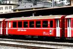 RhB - B 2308 am 26.07.2010 in St.Moritz - 2.Klasse Einheitspersonenwagen (Typ I) verk�rzte Bauart f�r Bernina-Bahn - Ubernahme 30.08.1968 - FFA/SWP - Fahrzeuggewicht 14,00t - Sitzpl�tze 50 - L�P