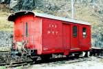 RhB - Z� 12 II am 20.09.1990 in St.Moritz - Baujahr 1965 - RhB/PAG - Fahrzeuggewicht 8,30t - Ladegewicht 5,00t - L�P 8,90m - zul�ssige Geschwindigkeit 60 km/h - �3=20.08.1982  �2=03.05.1988 -