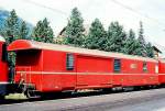 RhB - Z� 98 am 07.09.1994 in Celerina - Postwagen 4-achsig mit 1 offenen Plattform - �bernahme: 27.11.1969 - SWS - Fahrzeuggewicht 17,00t - Zuladung 9,00t - L�P 16,87m - zul�ssige Geschwindigkeit = 90