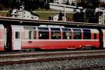 RhB - Api 1303 am 17.10.2008 in St.Moritz - 1.Klasse Panoramawagen f�r Berninabahn - �bernahme - St - Fahrzeuggewicht 18,00t - Sitzpl�tze 28 - L�P 16,50m - zul�ssige Geschwindigkeit 90 km/h - Logo