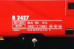 RhB - B 2427 am 17.10.2008 in St.Moritz - 2.Klasse Einheitspersonenwagen (Typ II) - Anschriftenfeld  