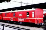 RhB - Z 77 am 15.05.1991 in Chur - Baujahr 1959 - SWS - Fahrzeuggewicht 17,00t - Ladegewicht 8,00t - L�P 14,41m - zul�ssige Geschwindigkeit 90 km/h - �2=20.03.1980 - Lebenslauf: ex Z4� 77 - 1964 Z� 77