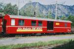 RhB - Z 13092 am 07.06.1997 in Landquart Ried - Postwagen 4-achsig mit 1 offenen Plattform - �bernahme: 10.12.1966 - SWS - Fahrzeuggewicht 15,50t - Zuladung 9,00t - L�P 16,87m - zul�ssige