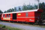 RhB - Z 13092 am 07.06.1997 in Landquart Ried - Postwagen 4-achsig mit 1 offenen Plattform - �bernahme: 10.12.1966 - SWS - Fahrzeuggewicht 15,50t - Zuladung 9,00t - L�P 16,87m - zul�ssige